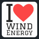 Pegatina Cuadrada Me encanta la energía eólica<br><div class="desc">Me encanta la energía eólica ,  para los amantes de la tecnología</div>