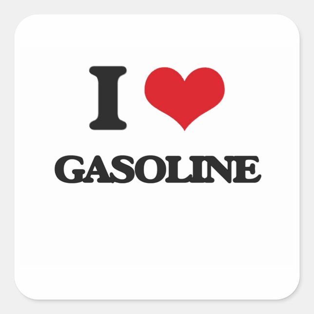 Pegatina Cuadrada Me encanta la gasolina (Anverso)