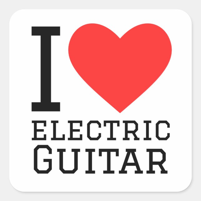 Pegatina Cuadrada Me encanta la guitarra eléctrica (Anverso)