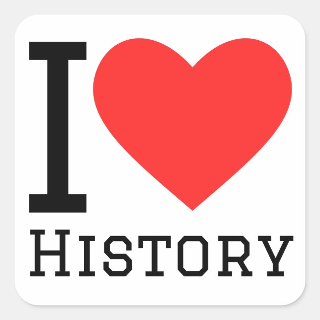 Pegatina Cuadrada Me encanta la historia (Anverso)
