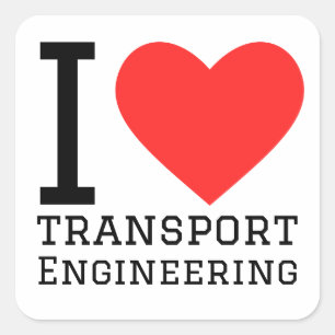 Pegatina Cuadrada Me encanta la ingeniería del transporte