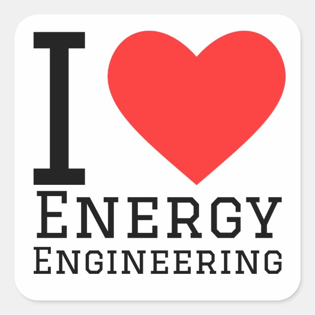 Pegatina Cuadrada Me encanta la ingeniería energética (Anverso)