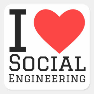 Pegatina Cuadrada Me encanta la ingeniería social
