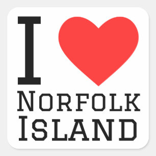 Pegatina Cuadrada Me encanta la isla de Norfolk