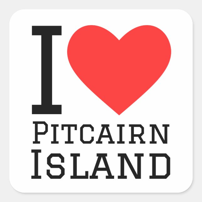 Pegatina Cuadrada Me encanta la isla de Pitcairn (Anverso)