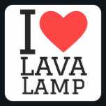 Pegatina Cuadrada Me encanta la lámpara de lava<br><div class="desc">Me encanta la lámpara de lava ,  para los amantes de la geek</div>