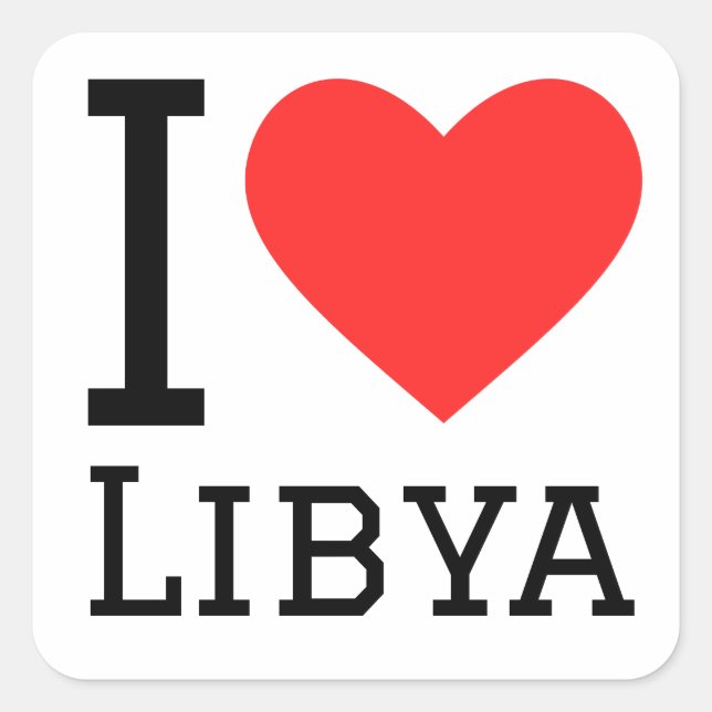 Pegatina Cuadrada Me encanta la libia (Anverso)