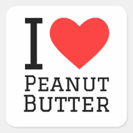 Pegatina Cuadrada Me encanta la mantequilla de maní