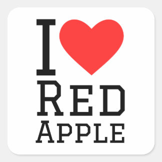 Pegatina Cuadrada Me encanta la manzana roja