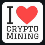 Pegatina Cuadrada Me encanta la minería de criptografía<br><div class="desc">Me encanta la minería de criptografía ,  por el conocimiento tecnológico</div>