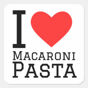 Pegatina Cuadrada Me encanta la pasta de macarrones