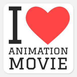 Pegatina Cuadrada Me encanta la película de animación
