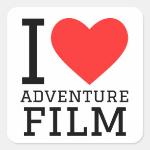 Pegatina Cuadrada Me encanta la película de aventura