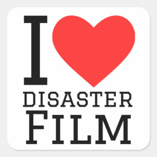 Pegatina Cuadrada Me encanta la película de desastres
