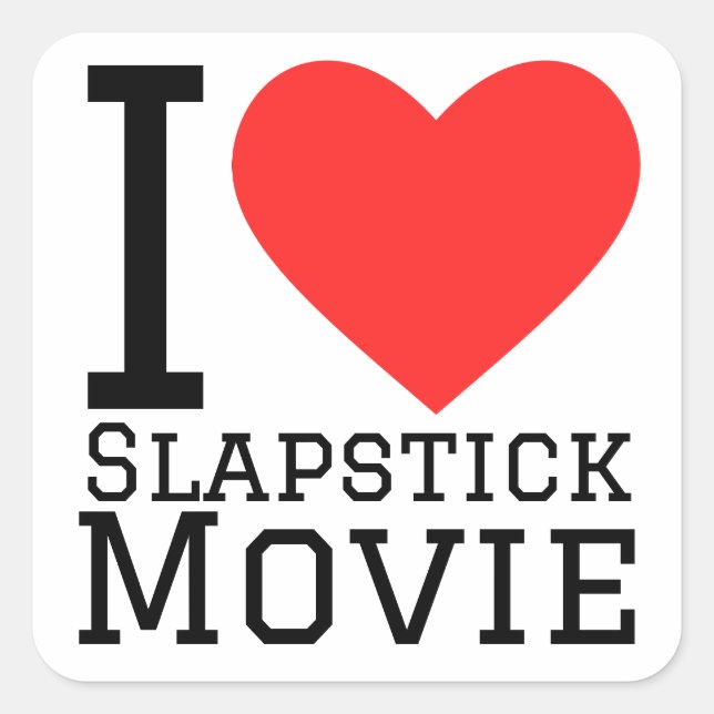 Pegatina Cuadrada Me encanta la película de slapstick (Anverso)
