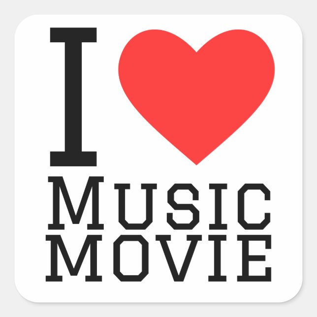 Pegatina Cuadrada Me encanta la película musical (Anverso)