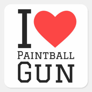 Pegatina Cuadrada Me encanta la pistola de paintball
