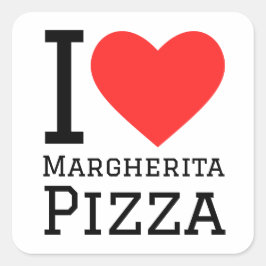 Pegatina Cuadrada Me encanta la pizza margherita
