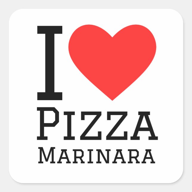 Pegatina Cuadrada Me encanta la pizza marinara (Anverso)