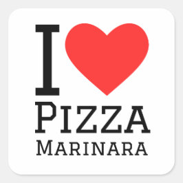 Pegatina Cuadrada Me encanta la pizza marinara