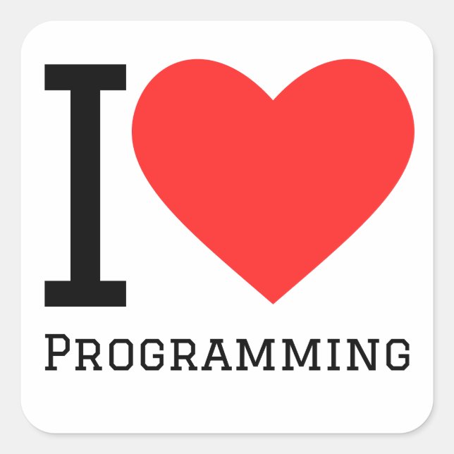 Pegatina Cuadrada Me encanta la programación (Anverso)