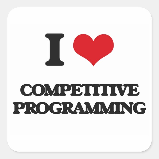 Pegatina Cuadrada Me encanta la programación competitiva (Anverso)