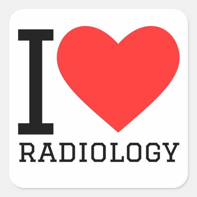Pegatina Cuadrada Me encanta la radiología (Anverso)