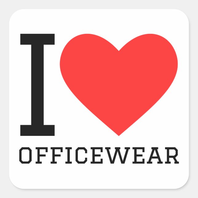 Pegatina Cuadrada Me encanta la ropa de oficina (Anverso)