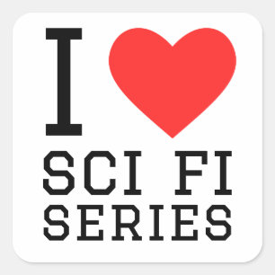 Pegatina Cuadrada Me encanta la serie de ciencia ficción