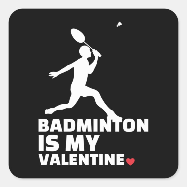 Pegatina Cuadrada  Me encanta la silueta de bádminton Stylish (Anverso)