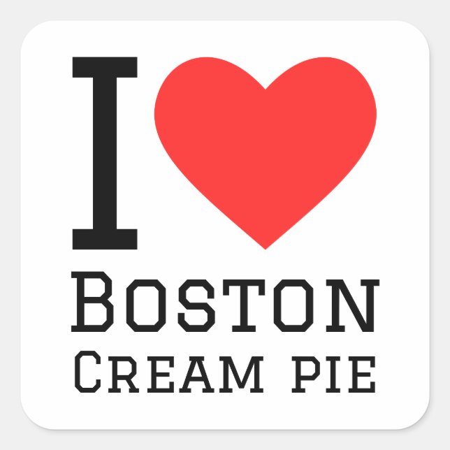 Pegatina Cuadrada Me encanta la tarta de crema de Boston (Anverso)