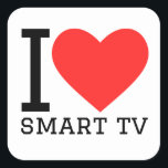 Pegatina Cuadrada Me encanta la televisión inteligente<br><div class="desc">Me encanta la televisión inteligente ,  para los amantes de la tecnología</div>