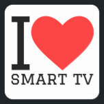 Pegatina Cuadrada Me encanta la televisión inteligente<br><div class="desc">Me encanta la televisión inteligente ,  para los amantes de la tecnología</div>