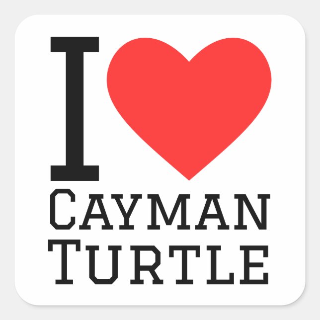 Pegatina Cuadrada Me encanta la tortuga cayman (Anverso)