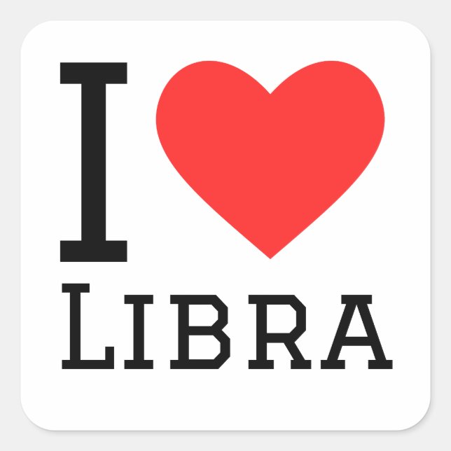 Pegatina Cuadrada Me encanta libra (Anverso)