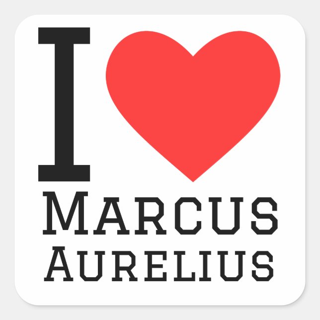 Pegatina Cuadrada Me encanta Marcus Aurelio (Anverso)