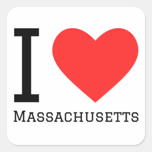 Pegatina Cuadrada Me encanta Massachusetts