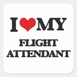 Pegatina Cuadrada Me encanta mi asistente de vuelo