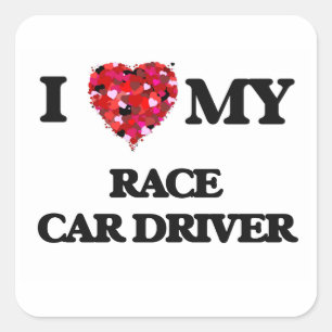 Pegatina Cuadrada Me encanta mi controlador de coches de carrera