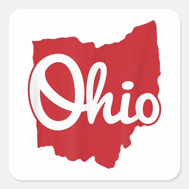 Pegatina Cuadrada Me encanta mi guión de inicio de Ohio (Anverso)