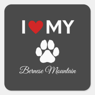 Pegatina Cuadrada Me encanta mi personalizado de perro de la montaña