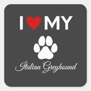 Pegatina Cuadrada Me encanta mi personalizado de perro griego italia