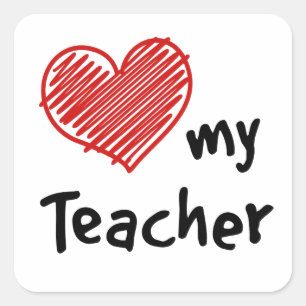 Pegatina Cuadrada Me Encanta Mi Profesor Gracias