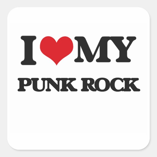 Pegatina Cuadrada Me encanta mi ROCK de PUNK (Anverso)