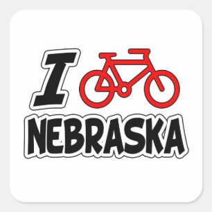 Pegatina Cuadrada Me encanta montar en bicicleta Nebraska