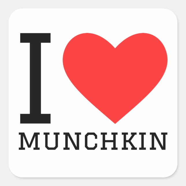 Pegatina Cuadrada Me encanta munchkin (Anverso)