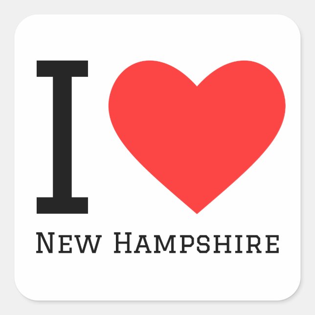 Pegatina Cuadrada Me encanta New Hampshire (Anverso)