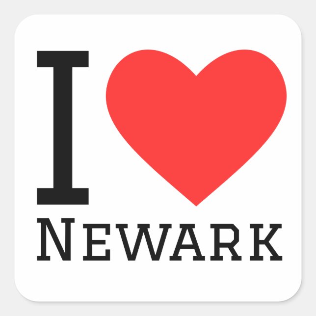 Pegatina Cuadrada Me encanta Newark (Anverso)