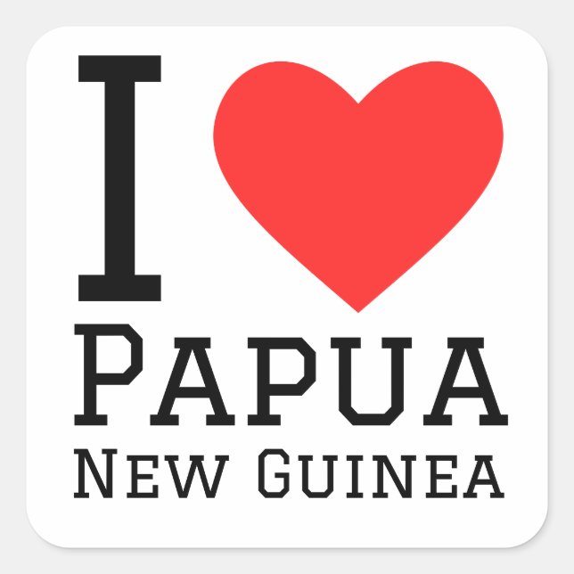 Pegatina Cuadrada Me encanta Papúa Nueva Guinea (Anverso)