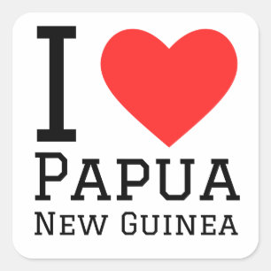 Pegatina Cuadrada Me encanta Papúa Nueva Guinea